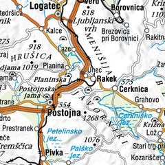 Izsek iz državne pregledne karte merila 1 : 750.000 Izsek iz državne pregledne karte merila 1 : 750.000